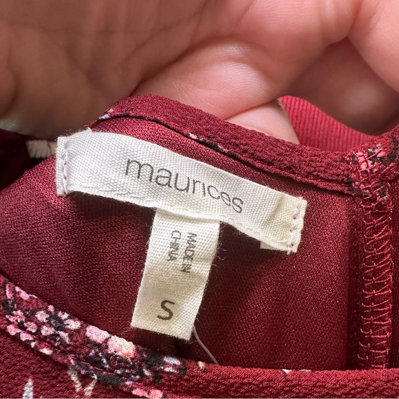 NWT Maurices Red Floral Scoop Neck Long Sleeve Shift Dress S - Picture 2 of 10